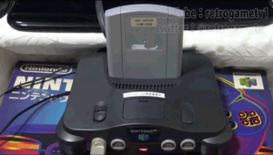 The cartridge in a Nintendo 64